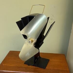 EcoFan original small 2 blade wood stove Metallic Fan with Black Base